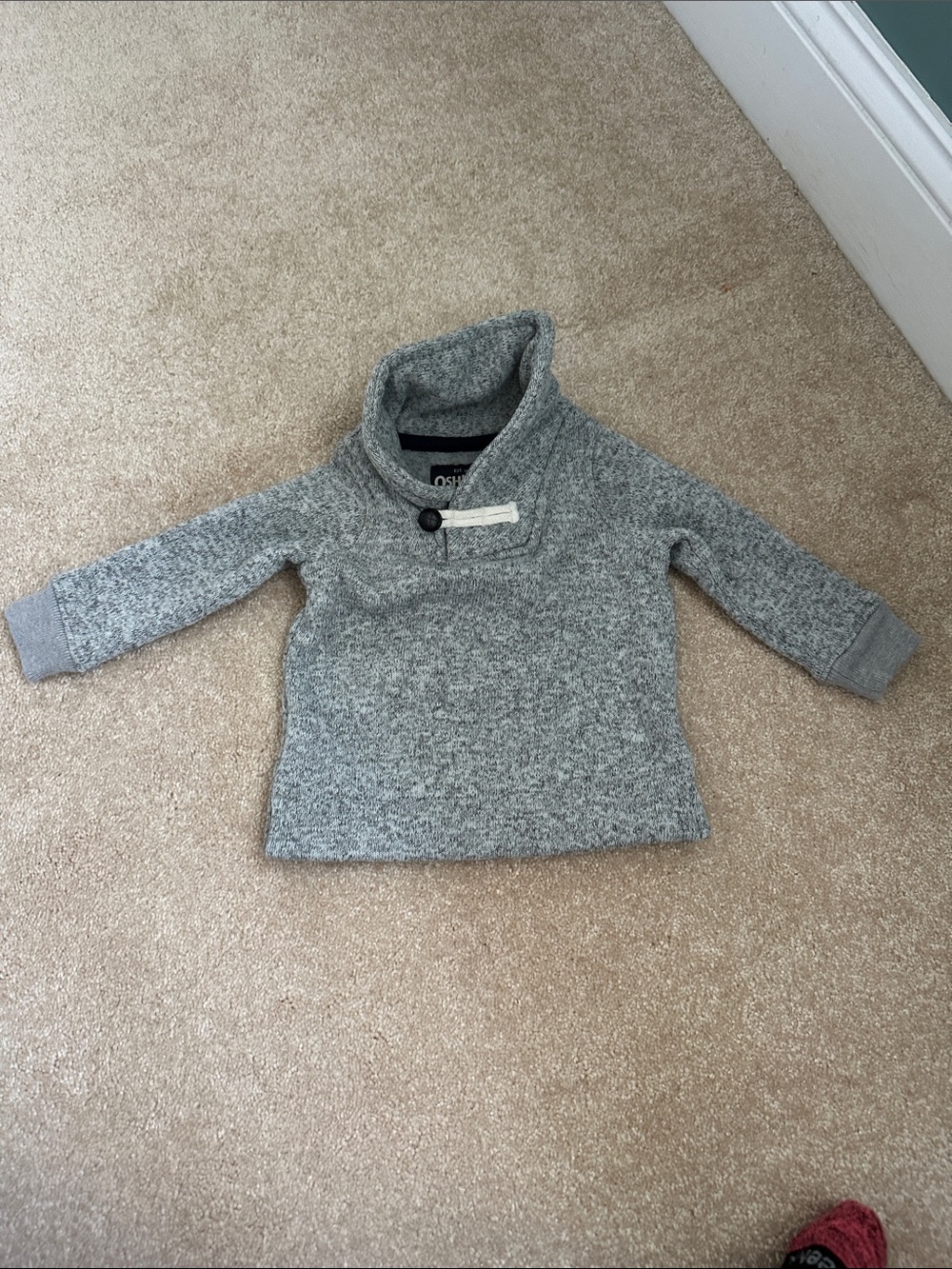 OshKosh B'gosh Gray Shawl Collar Sweater fleece inside 9 mo